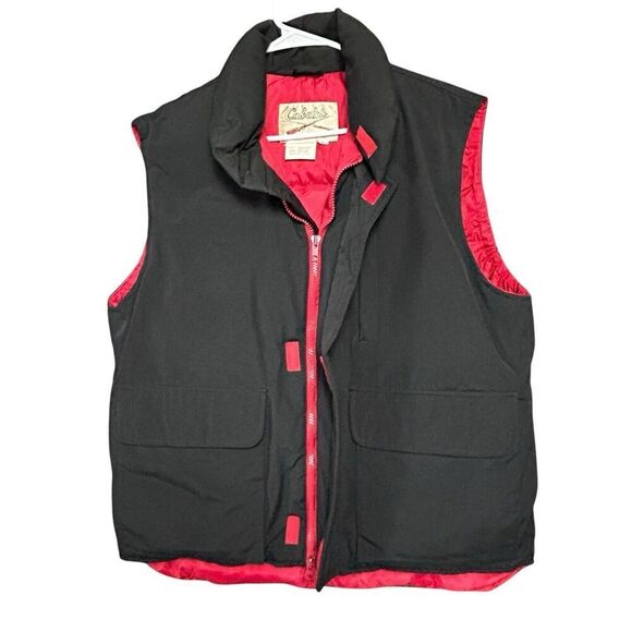 Vtg Cabelas Down Puffer Vest Mens Sz L Full Zip Pockets Black Outdoor Gorpcore - Picture 4 of 16